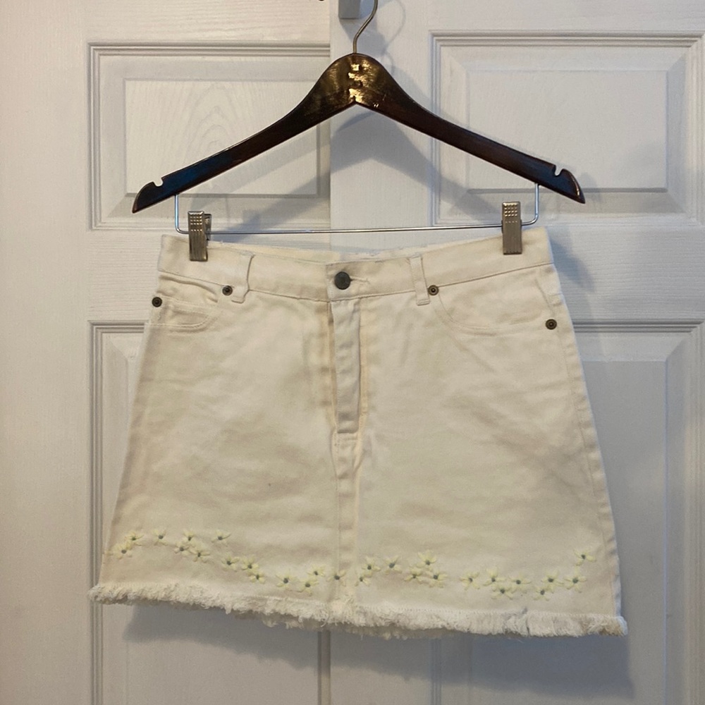 White Denim Mini Skirt